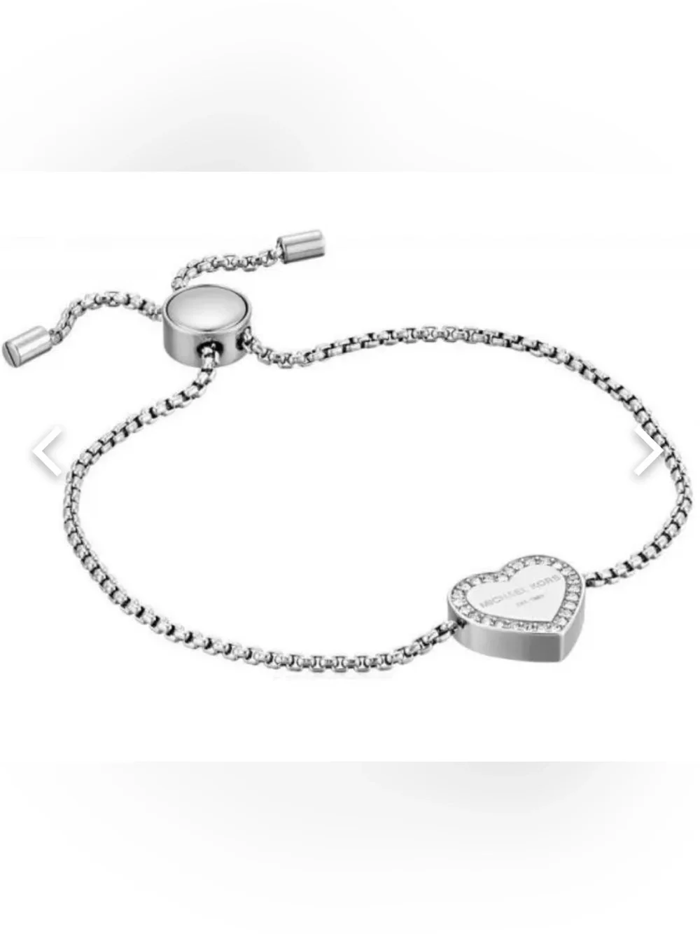 New ❤️Michael Kors Silver Heart Slider Bracelet with Crystal Pavé